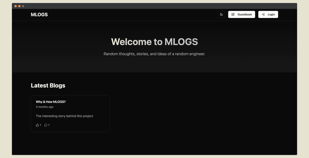 MLOGS – Personal Blogging Website